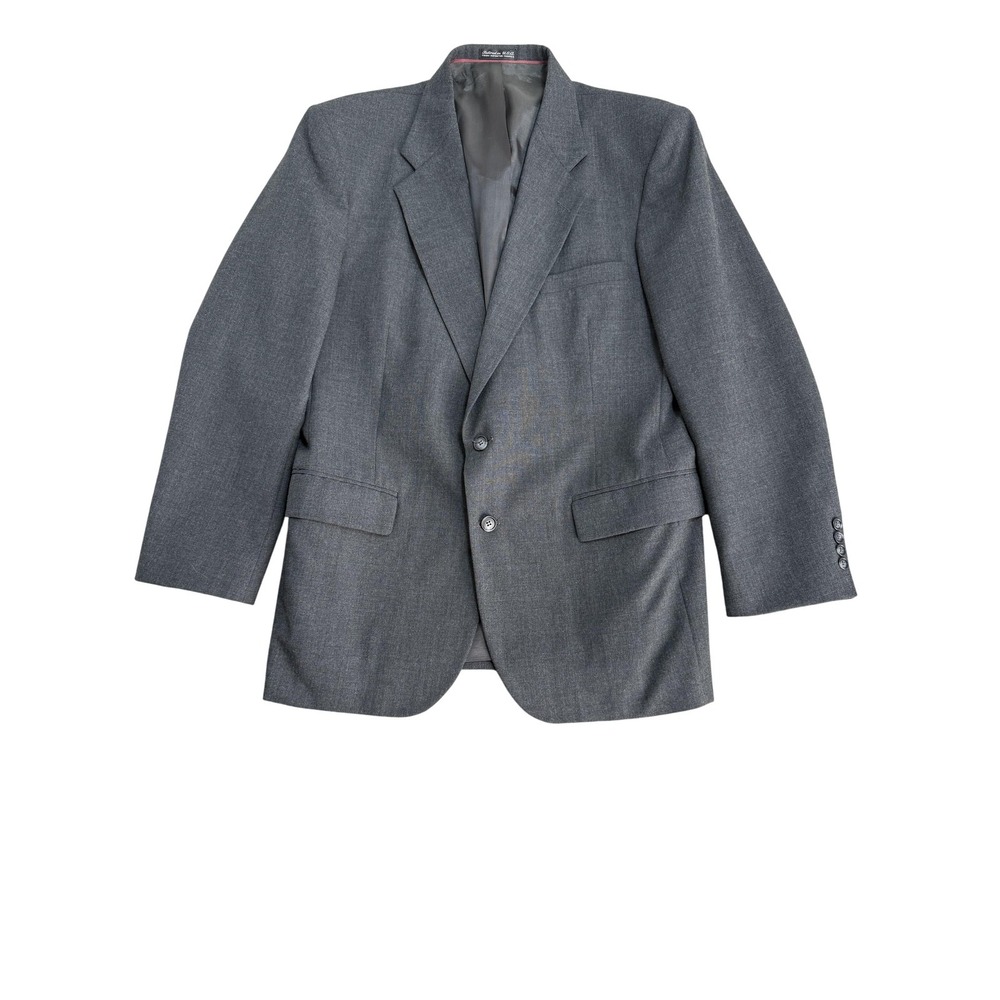Stanley Blacker Blazer Mens 42R Gray Two Button Sport Coat Jacket Made USA